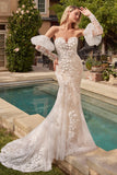 Lace Mermaid Bridal Gown with Removable Sleeves