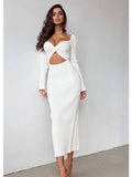Elegance Twist Knit Midi Dress