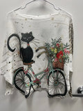 Black Cat Round Knit Printed Sweater (case of 2)