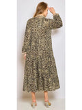 One Size Animal Button Shirt Maxi Dress LOOWIE