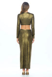 Made in USA V Neck Cutout Dress with Slit
