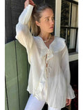The Talulah Top - Crème / Ivory Ruffle Blouse