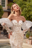 Lace Mermaid Bridal Gown with Removable Sleeves