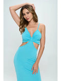 Made in USA V Neck Cutout Dress with Slit