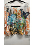 Pobutf Orange Butterfly Round Knit Printed Sweater (case of 2)