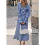 Sophia Buttoned Elegance Midi Dress