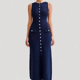 Sleeveless Crew Neck Slim Knit Dress