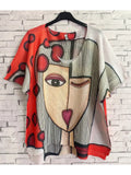 "Picasso" Red Knit Printed Short Sleeves (case of 2)