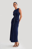 Sleeveless Crew Neck Slim Knit Dress
