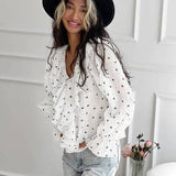 Love Print V-Neck Long-Sleeved Shirt For Effortless Style