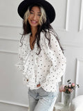 Love Print V-Neck Long-Sleeved Shirt For Effortless Style