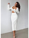 Elegance Twist Knit Midi Dress