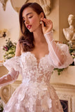 Floral Applique Adorned Strapless Wedding Gown
