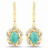 2.36 Carat Genuine Emerald and White Topaz .925 Sterling Silver Earrings Yellow gold (2.36)-blue / 1 1231-653046340083