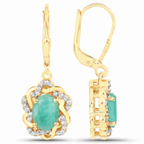 2.36 Carat Genuine Emerald and White Topaz .925 Sterling Silver Earrings 2.36 Carat Genuine Emerald and White Topaz .925 Sterling Silver Earrings 