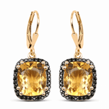 14K Yellow Gold Plated 8.90 Carat Genuine Citrine & Black Spinel .925 Sterling Silver Earrings Yellow gold (14k )-blue / 32.26 MM X 13.21 MM X 6.35 MM / 1 1231-794811889090