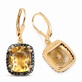 14K Yellow Gold Plated 8.90 Carat Genuine Citrine & Black Spinel .925 Sterling Silver Earrings 14K Yellow Gold Plated 8.90 Carat Genuine Citrine & Black Spinel .925 Sterling Silver Earrings 