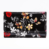 Leather Flower Print Wallet Medium/Large Leather Flower Print Wallet Medium/Large 