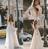 Sexy Backless Floral Lace Long Sleeves Wedding Dress Sexy Backless Floral Lace Long Sleeves Wedding Dress 