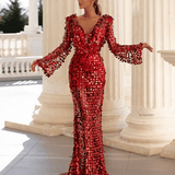 Fashion Glitter Wine Red Evening Dress Red / XXL / 1 1710-171000036936