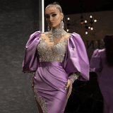 Purple Puffy Sleeves Evening Gown Mermaid Prom Party Dress Purple Puffy Sleeves Evening Gown Mermaid Prom Party Dress 
