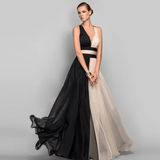 Sexy Backless Chiffon Patchwork Sleeveless Maxi Dress L / 1 1710-171000037747