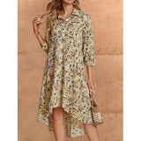 Floral Print Dress Lapel Button Casual Daily Dress Floral Print Dress Lapel Button Casual Daily Dress 