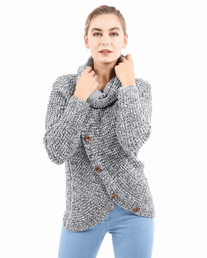 Royston Asymmetric Button-Up Sweater Grey / LARGE / 1 799-3256354571