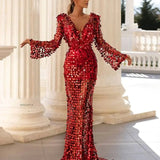 Fashion Glitter Wine Red Evening Dress Fashion Glitter Wine Red Evening Dress 
