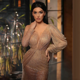 Glitter One Shoulder Long Sleeve High Slit Dress Glitter One Shoulder Long Sleeve High Slit Dress 
