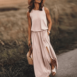 Losse Fit Side Split Flowy Long Dress Losse Fit Side Split Flowy Long Dress 