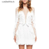 Long Sleeve High Waist Polka Dot Mini Dress Long Sleeve High Waist Polka Dot Mini Dress 