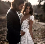 Elegant A-Line 3d Floral backless Bridal Gown Elegant A-Line 3d Floral backless Bridal Gown 