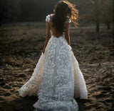 Elegant A-Line 3d Floral backless Bridal Gown Elegant A-Line 3d Floral backless Bridal Gown 