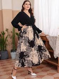 Plus Size Dresses | Tall Waist Black Floral Print Maxi Dress Plus Size Dresses | Tall Waist Black Floral Print Maxi Dress 