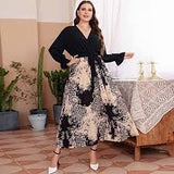 Plus Size Dresses | Tall Waist Black Floral Print Maxi Dress Plus Size Dresses | Tall Waist Black Floral Print Maxi Dress 