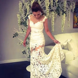 Sheer Floral Keyhole Back Wedding Dress With Lace Appliques Sheer Floral Keyhole Back Wedding Dress With Lace Appliques 